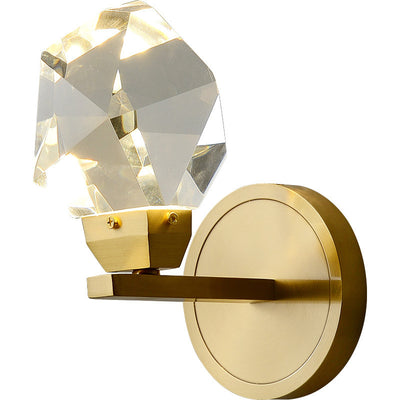 Contemporary Luxury Full Copper Crystal Stone LED Wall Sconce Lamp For Living Room
