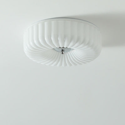 Contemporary Nordic Striped Glass Round LED Flush Mount Ceiling Light For Living Room