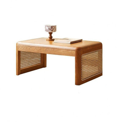 Traditioneller japanischer rechteckiger Massivholz-Edelstahl-Beistelltisch 1-stufig für das Wohnzimmer 