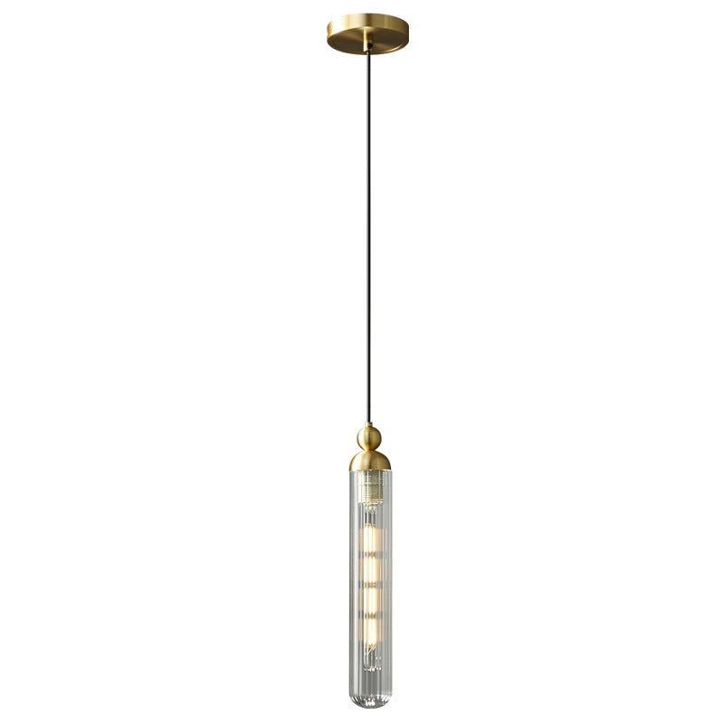 Suspension en laiton et verre à bande 1 lumière pour salon de simplicité contemporaine 