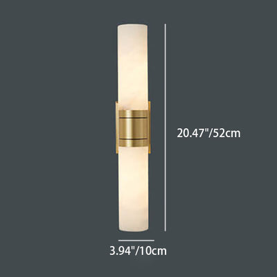 Moderne Mid-Century Marmor Säulen Kupfer 2-Licht Wandleuchte für Wohnzimmer 