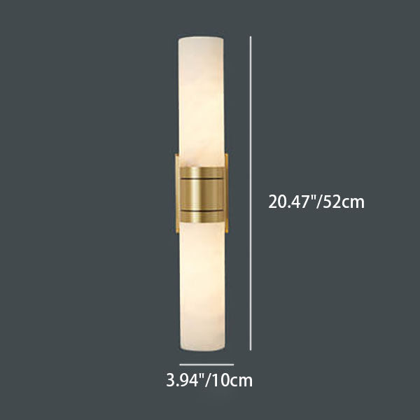 Moderne Mid-Century Marmor Säulen Kupfer 2-Licht Wandleuchte für Wohnzimmer 