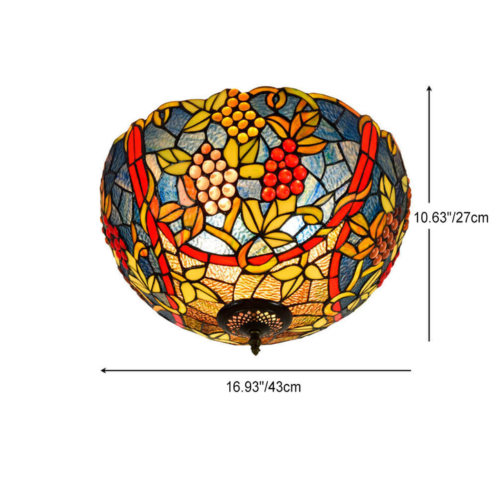Tiffany Vintage Traube Dekorative Buntglas 5-Licht Deckenleuchte 