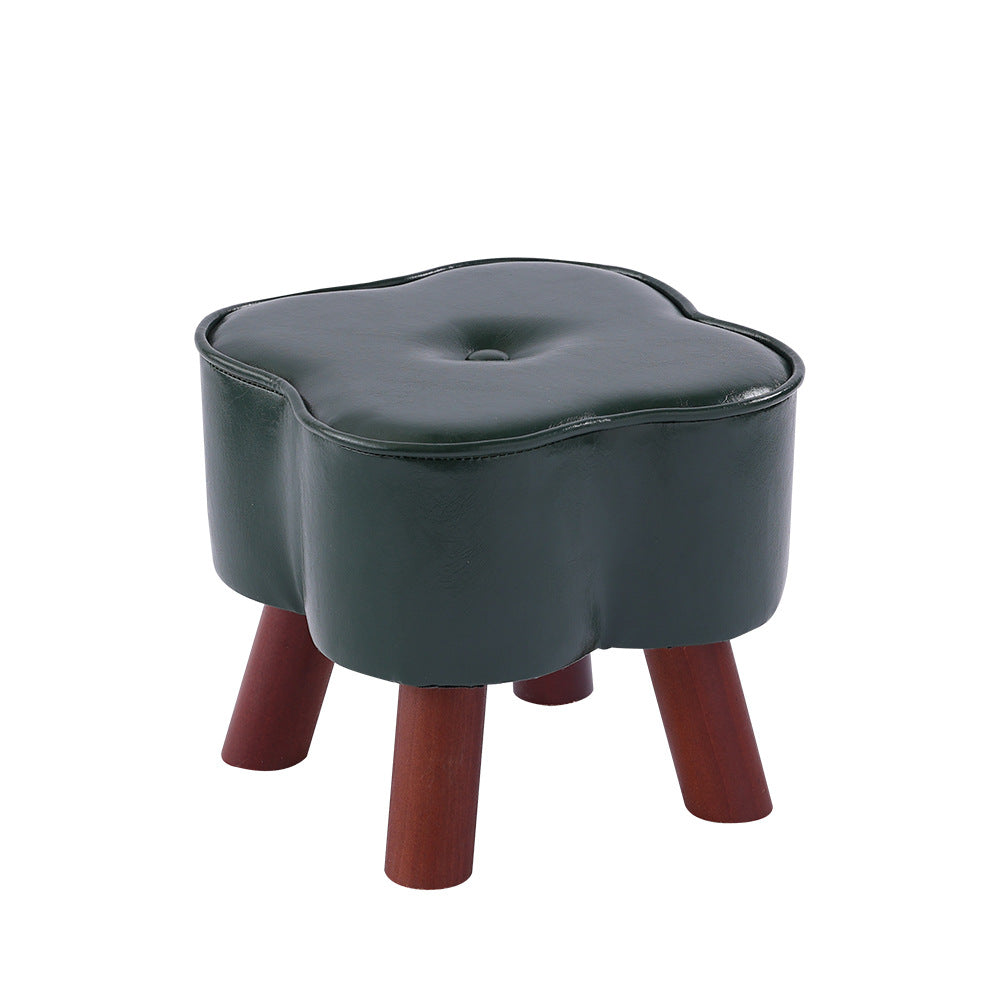 Tabouret rond en cuir ciré à l&
