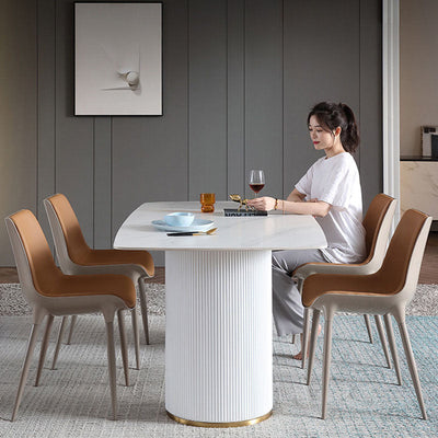 Chaise de salle à manger moderne en cuir de vache simplicité en acier éponge carrée avec dossier incurvé pour salle à manger 