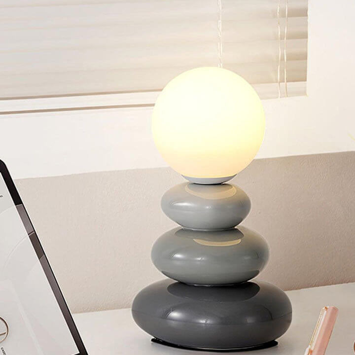 Modern Minimalist Pebble Ceramic Glass USB LED Table Lamp