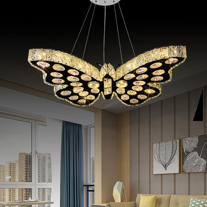 Moderne Art Deco Schmetterling Kristall Hardware LED Kronleuchter Für Wohnzimmer 