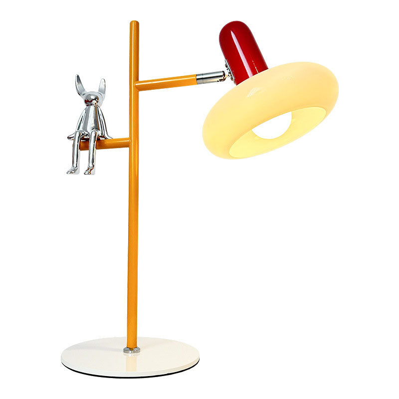 Lampe de table 1 lumière en verre rond créatif contemporain avec décor de lapin en fer pour chambre à coucher 