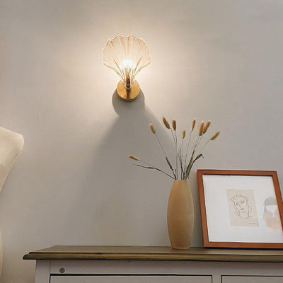 Zeitgenössische kreative Schale aus Kupferglas 1-Licht-Wandleuchte für das Schlafzimmer 