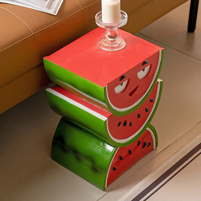 Mesa de café de resina con diseño contemporáneo de sandía amarilla y durazno para sala de estar 