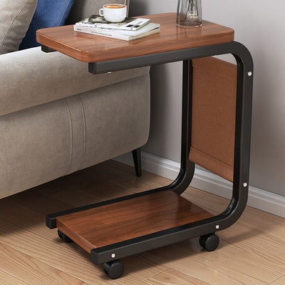 Table d'appoint carrée moderne minimaliste en panneau de densité avec 1 rangement pour salon 