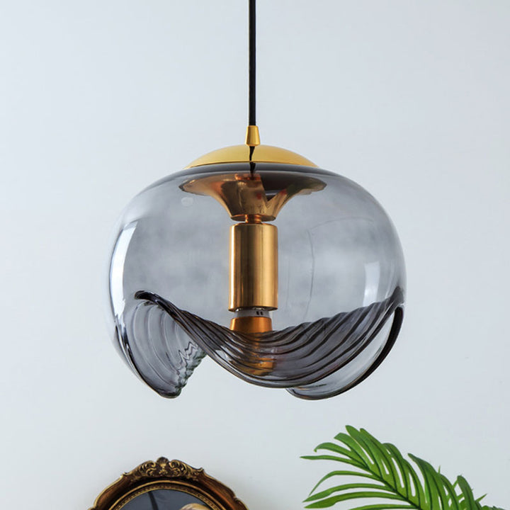 Contemporary Scandinavian Oval Column Iron Glass 1-Light Pendant Light For Bedroom