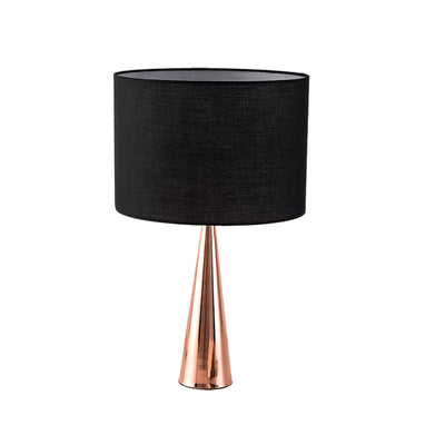 Lampe de table contemporaine scandinave à base conique en tissu noir 1 lumière pour bureau 