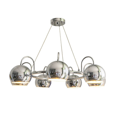 Nordic Minimalist Spherical Electroplated Iron Silver Finish Frame 3/5/7-Light Chandelier