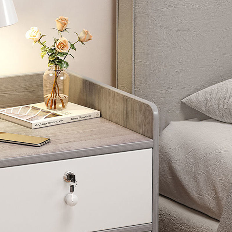 Table de chevet rectangulaire minimaliste moderne en panneau de densité avec 1/2/3 tiroirs pour chambre à coucher 