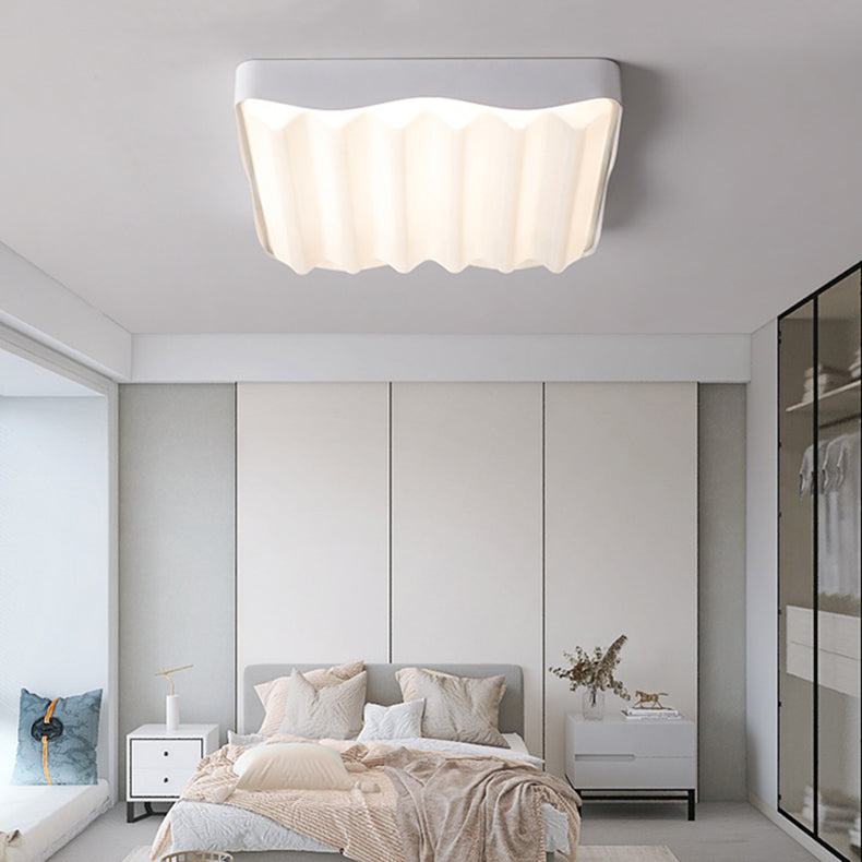 Luz de techo LED montada al ras de hierro acrílico cuadrado geométrico con textura de ondas de agua minimalista moderna para dormitorio 