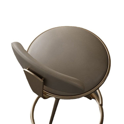 Taburete de mostrador giratorio con tapizado de cuero redondo moderno de lujo, estructura de metal, respaldo bajo, reposapiés para cocina 