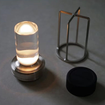 Modern Minimalist Cylindrical Aluminum Crystal LED Table Lamp For Bedroom