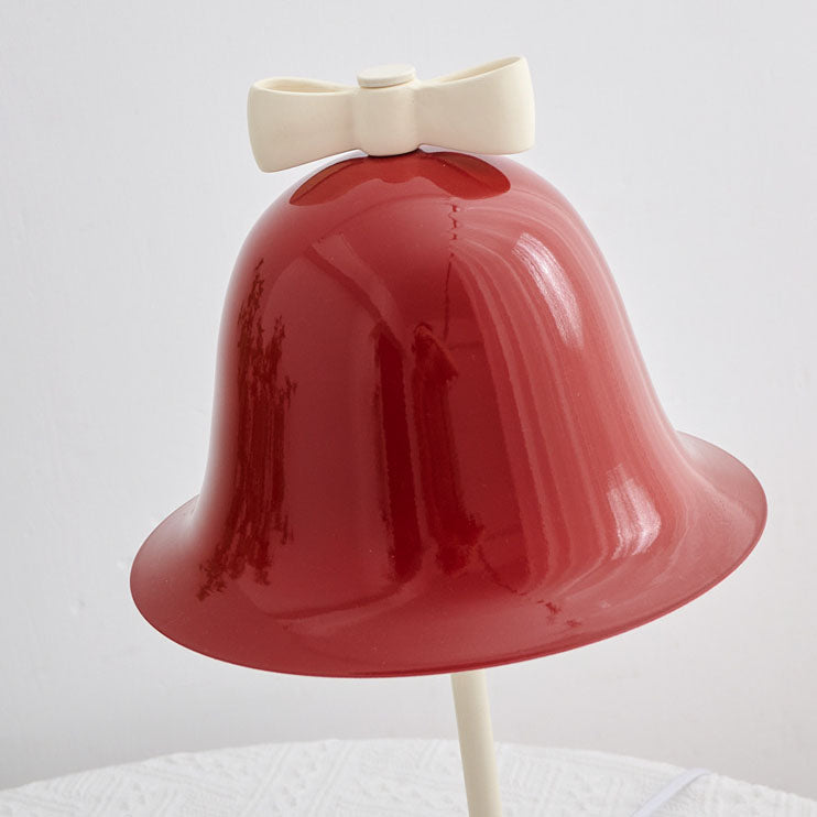Moderne minimalistische Tischleuchte mit Schleifenglocke im Creme-Ton und LED 