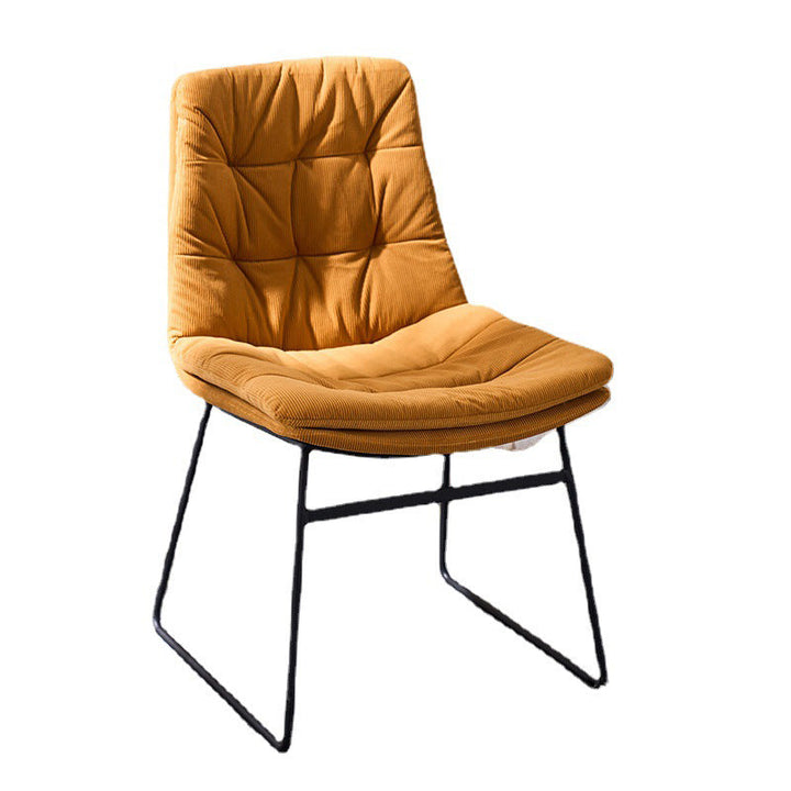 Contemporary Scandinavian Square Iron Faux Leather Dining Chair Backrest Armless For Dining Room