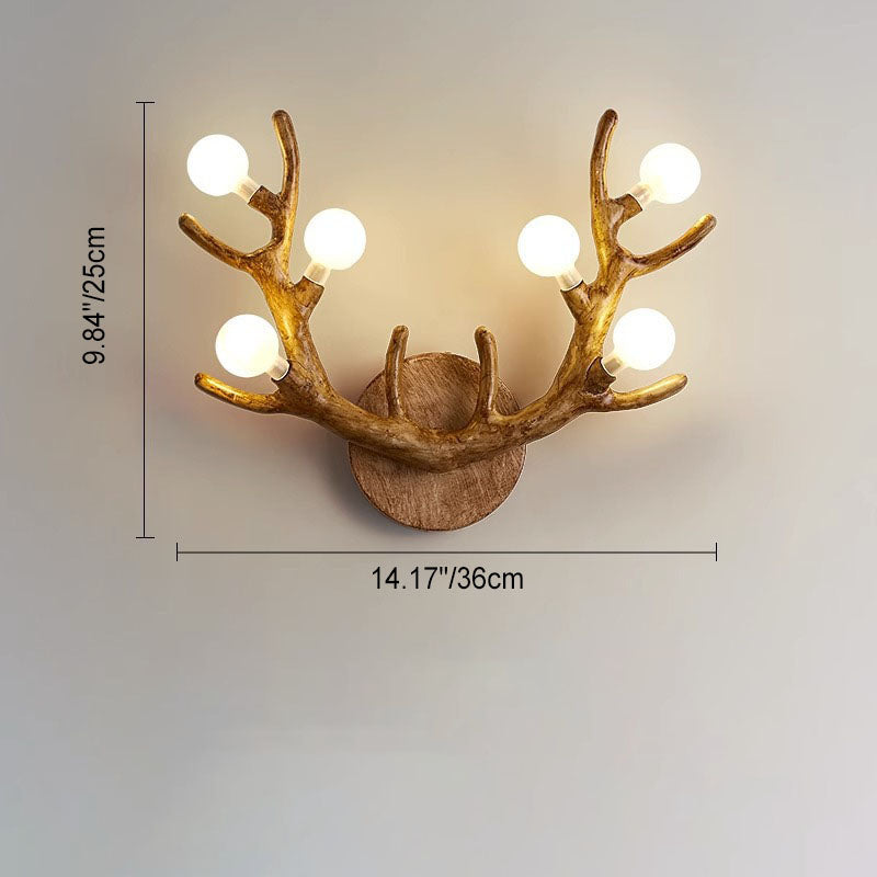 Nordic Creative Resin Geweih Baumzweig Glas Kugel 6-Licht Wandlampenleuchte 