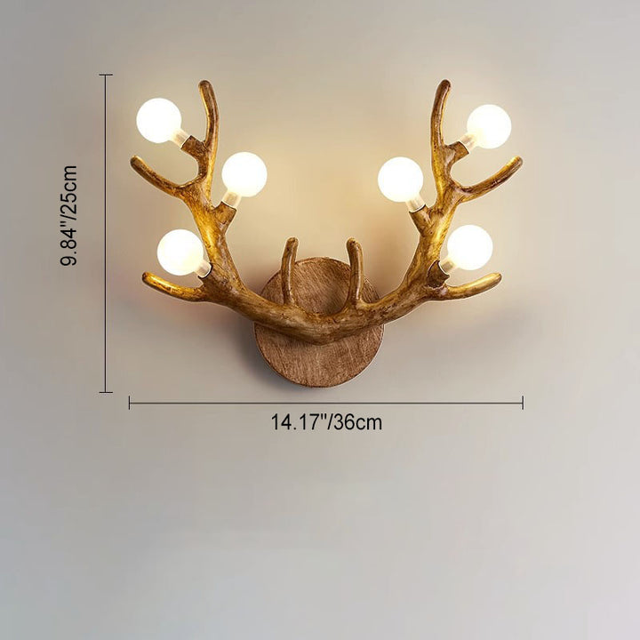 Nordic Creative Resin Geweih Baumzweig Glas Kugel 6-Licht Wandlampenleuchte 