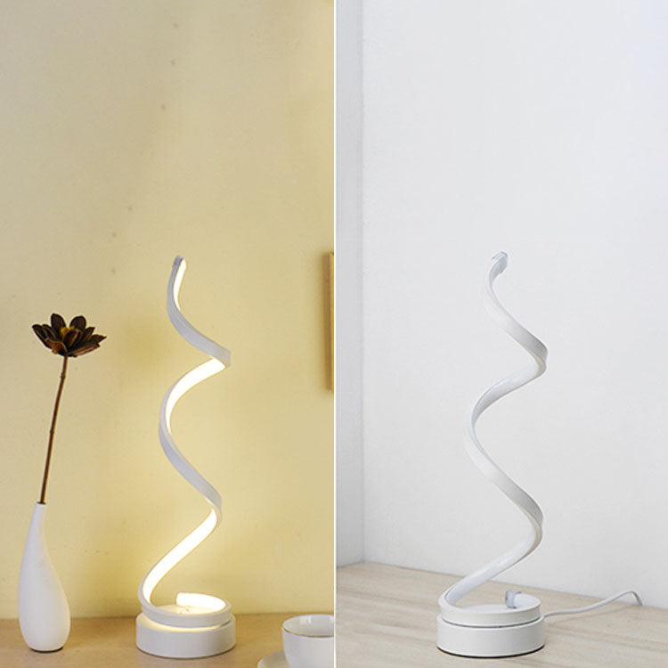 Lampe de table à LED en aluminium fer vague de simplicité moderne pour chambre 