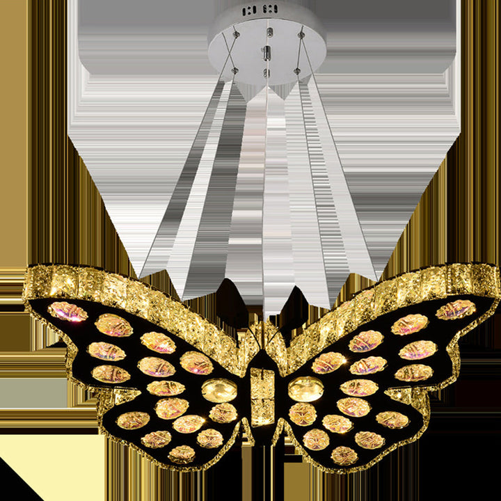 Modern Art Deco Butterfly Crystal Hardware LED Chandelier For Living Room