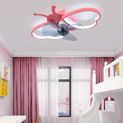 Nordic Creative Silicone Butterfly Shape LED Flush Mount Ceiling Fan Light