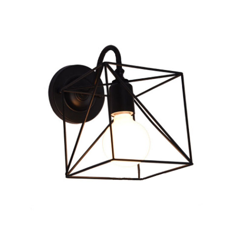 Zeitgenössische rustikale Eisen quadratischen Rahmen 1-Licht Wandleuchte Lampe für Wohnzimmer 