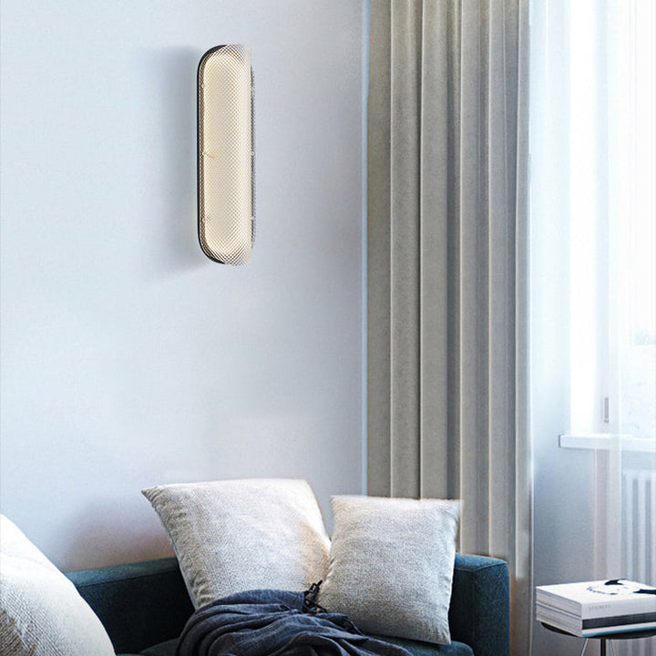 Moderne minimalistische Eisen kariert Muster Acryl Spalte Schatten LED Wandleuchte Lampe für Wohnzimmer 