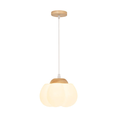 Lustre à suspension 1 lumière en bois avec abat-jour en kapok acrylique pastoral traditionnel français pour chambre 