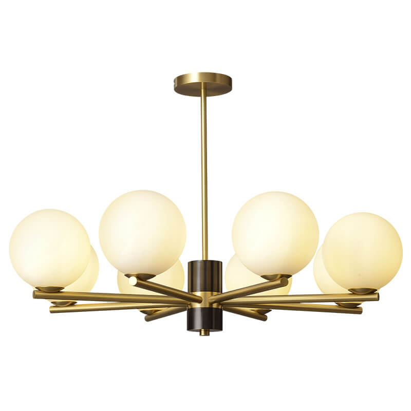 Modern Luxury Glass Round Ball Copper Branch 6/8/15 Light Chandelier For Living Room