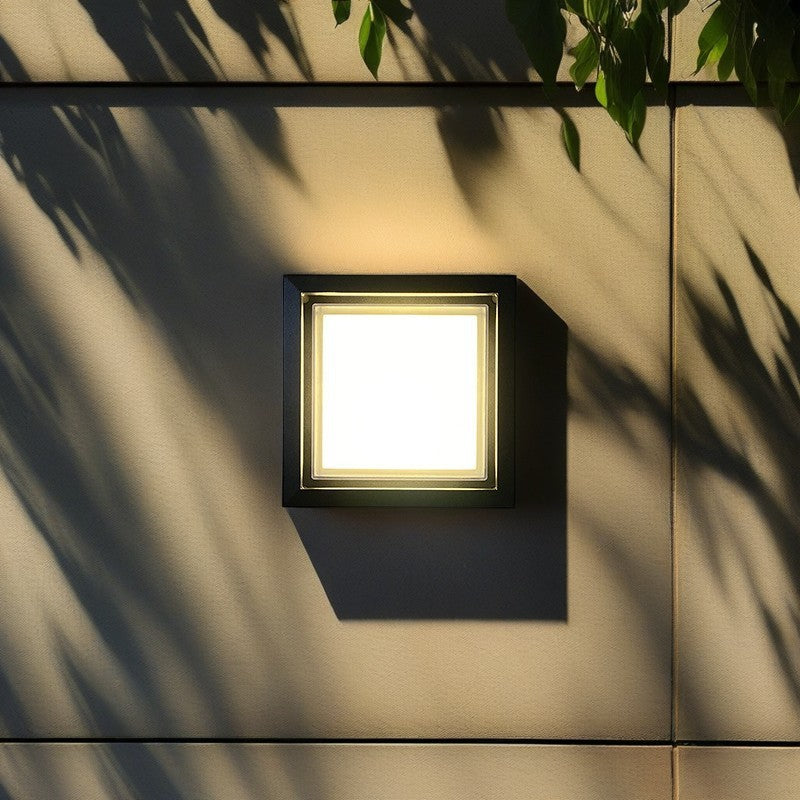 Applique murale moderne minimaliste étanche en aluminium carré acrylique LED pour jardin 
