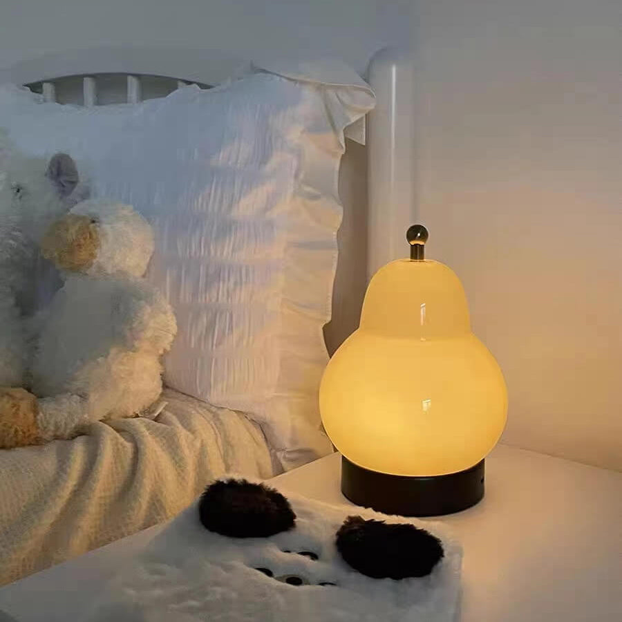 Lámpara de Mesa LED USB de Vidrio y Metal de Simplicidad Moderna Para Dormitorio 