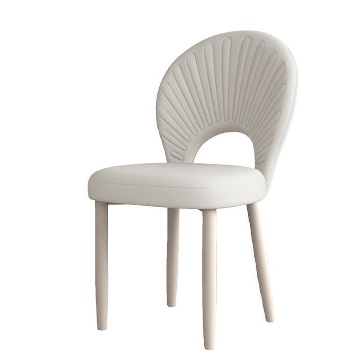 Moderner minimalistischer gebogener halbrunder quadratischer PU-Leder-Eisen-Esszimmerstuhl ohne Armlehne für das Esszimmer 