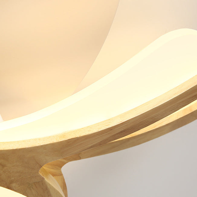 Applique murale LED en bois incurvé japonais traditionnel avec acrylique pour chambre 