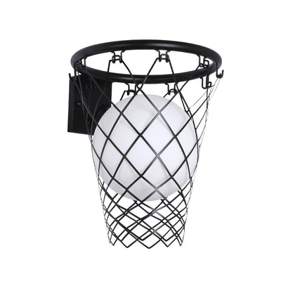 Applique Murale 1 Lumière avec Cerceau de Basketball en Verre et Fer Style Art Déco Moderne pour Chambre d'Enfant 