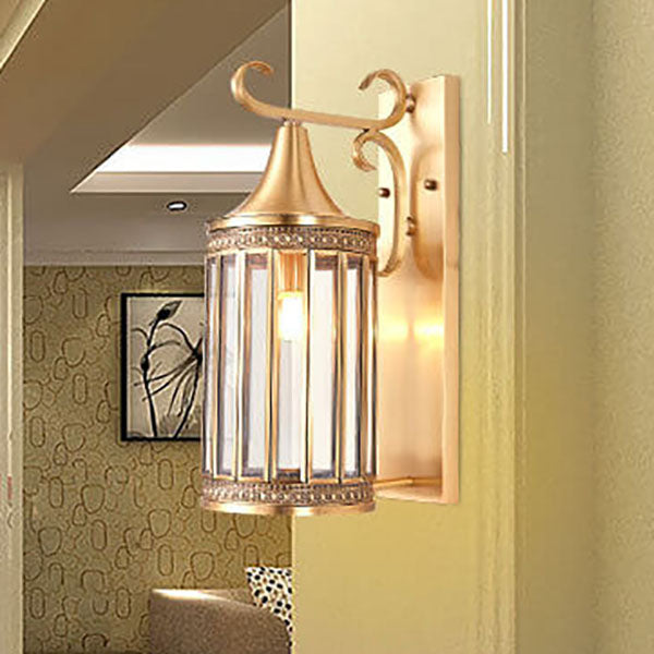 Zeitgenössische Luxus-Kupfer-Glas-Röhrenschirm 1/3-Licht Wandleuchte für Wohnzimmer 