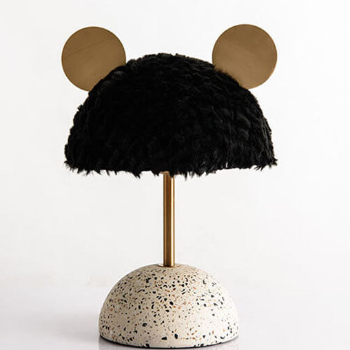 Lampe de table 1 lumière avec abat-jour en peluche créative nordique et base en terrazzo matériel 
