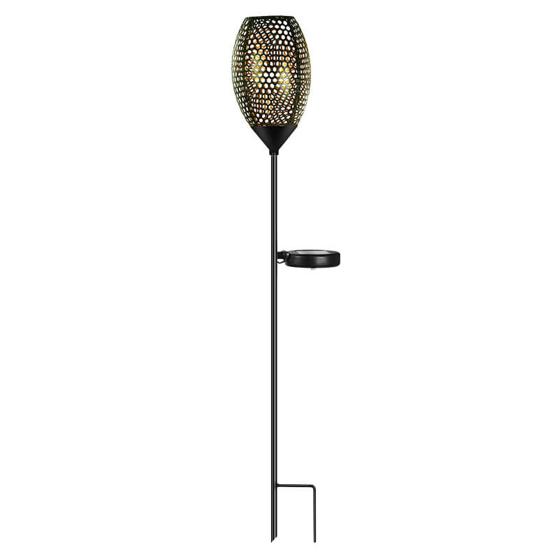 ضوء LED خارجي شمسي حديدي مجوف هندسي لإضاءة الفناء والعشب 