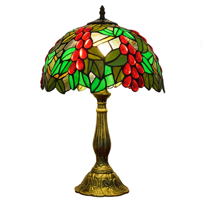 Traditionelle Tiffany Dome Flower Aluminium Glas 1-Licht Tischlampe für Schlafzimmer 