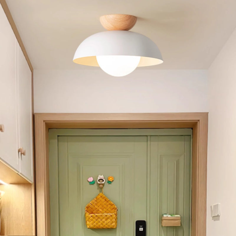Luz de techo semiempotrada moderna minimalista redonda de hierro y vidrio de 1 luz para sala de estar 