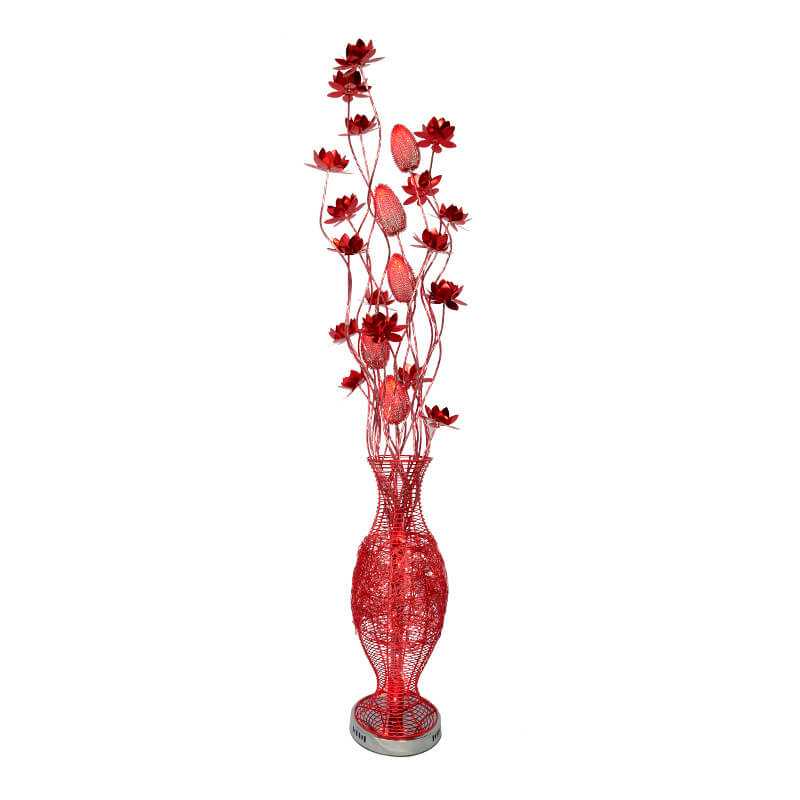 Contemporary Creative Vase Flower Design Aluminum LED Standing Floor Lamp for Living Room