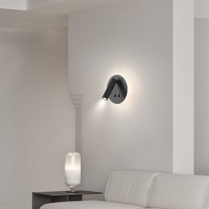 Applique murale LED circulaire rotative en fer et aluminium de simplicité moderne pour chambre 