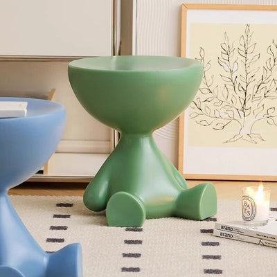 Table d'appoint ronde scandinave contemporaine avec base en PE et ours cartoon pour salon 
