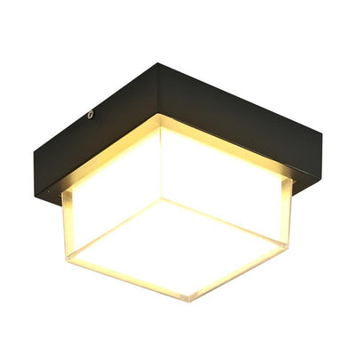 Modern Minimalist Die-Cast Aluminum Square Round Outdoor LED Flush Mount Ceiling Light