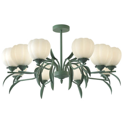 Contemporary Creative Iron Glass Flower Shape 3/6/8/10-Light Chandelier For Living Room