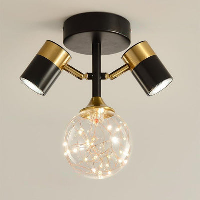 Zeitgenössische nordische Hardware Glas Zylindrische Kugel 1/2/3-Licht Semi-Flush Deckenleuchte für den Eingangsbereich 