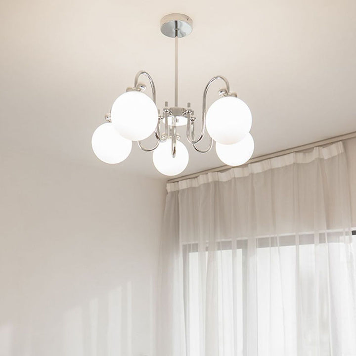Lustre scandinave contemporain avec tige incurvée en fer et verre, 3/5/6 lumières, pour salon 